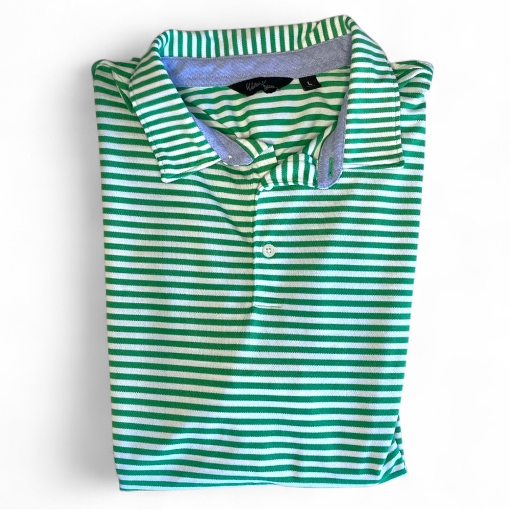 Walter Hagen Green Striped Men's Large Polo Shirt